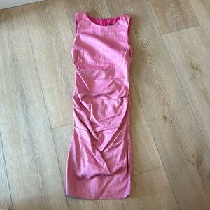 Women’s Nicole Miller dress rouched dress. Very flattering!! Cot/linen stretch.